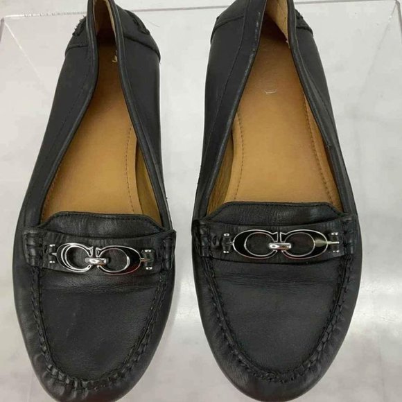Coach Designer Fortunata Black Leather Flat Bit Loafers 7.5B - Picture 1 of 5